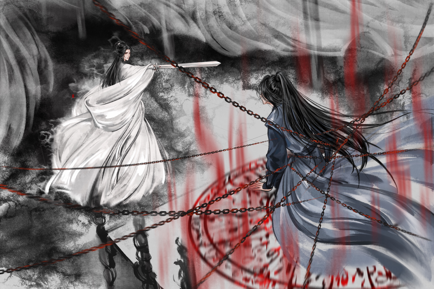 "师兄,我求你住手吧!"_六爻严争鸣程潜绘画作品