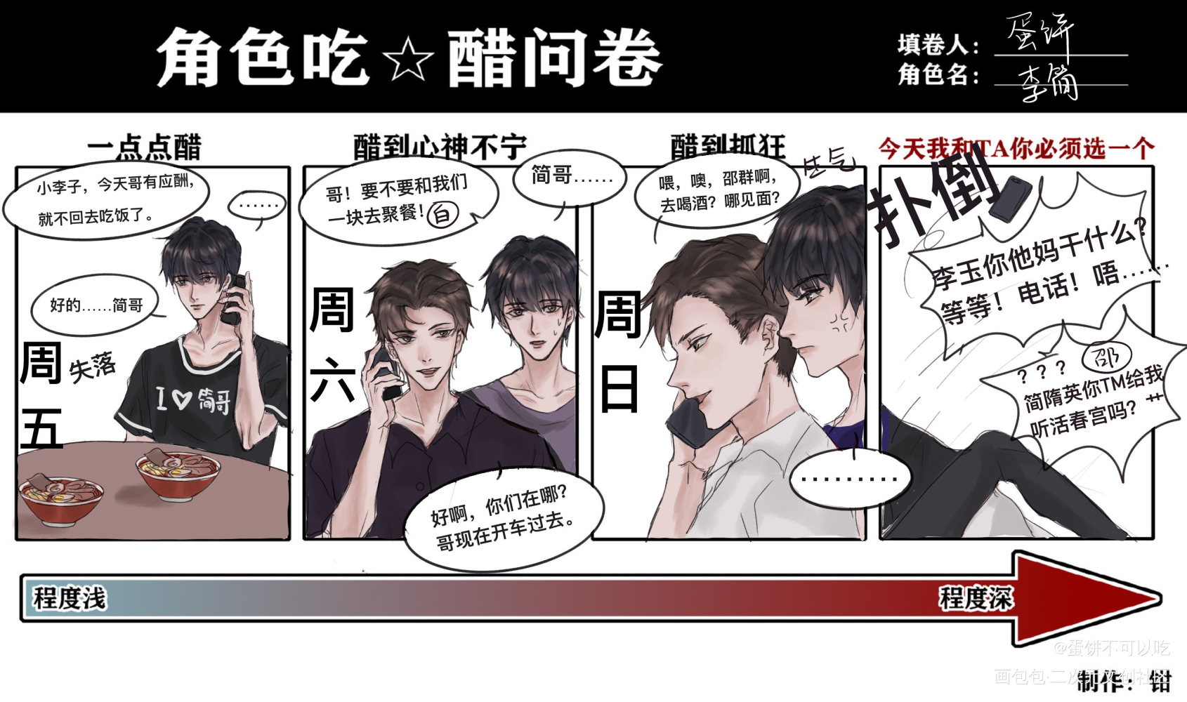 李简吃醋问卷_你却爱着一个傻逼188男团李简李玉简隋英同人绘画作品