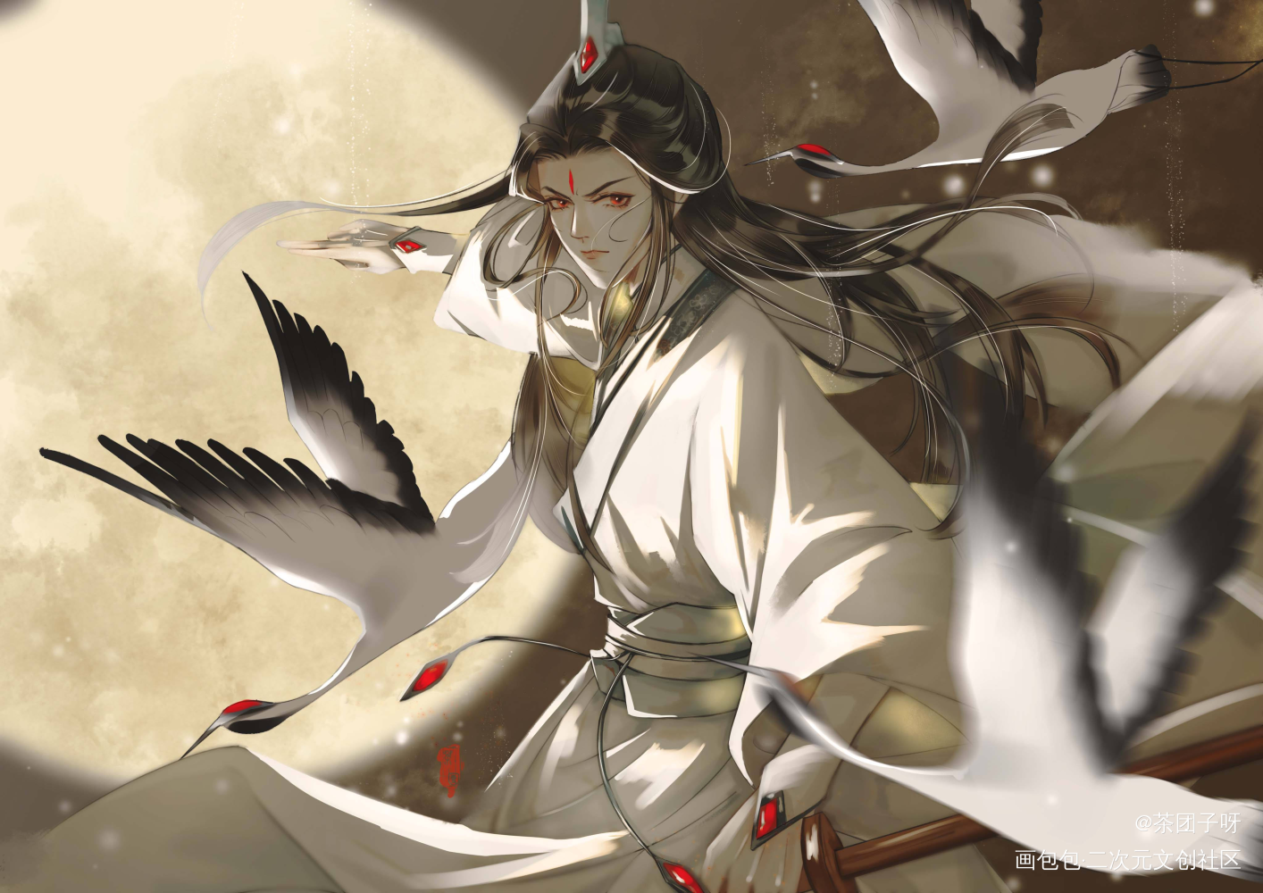 美人师兄_六爻严争鸣古风平涂我要上首推插画同人绘画作品
