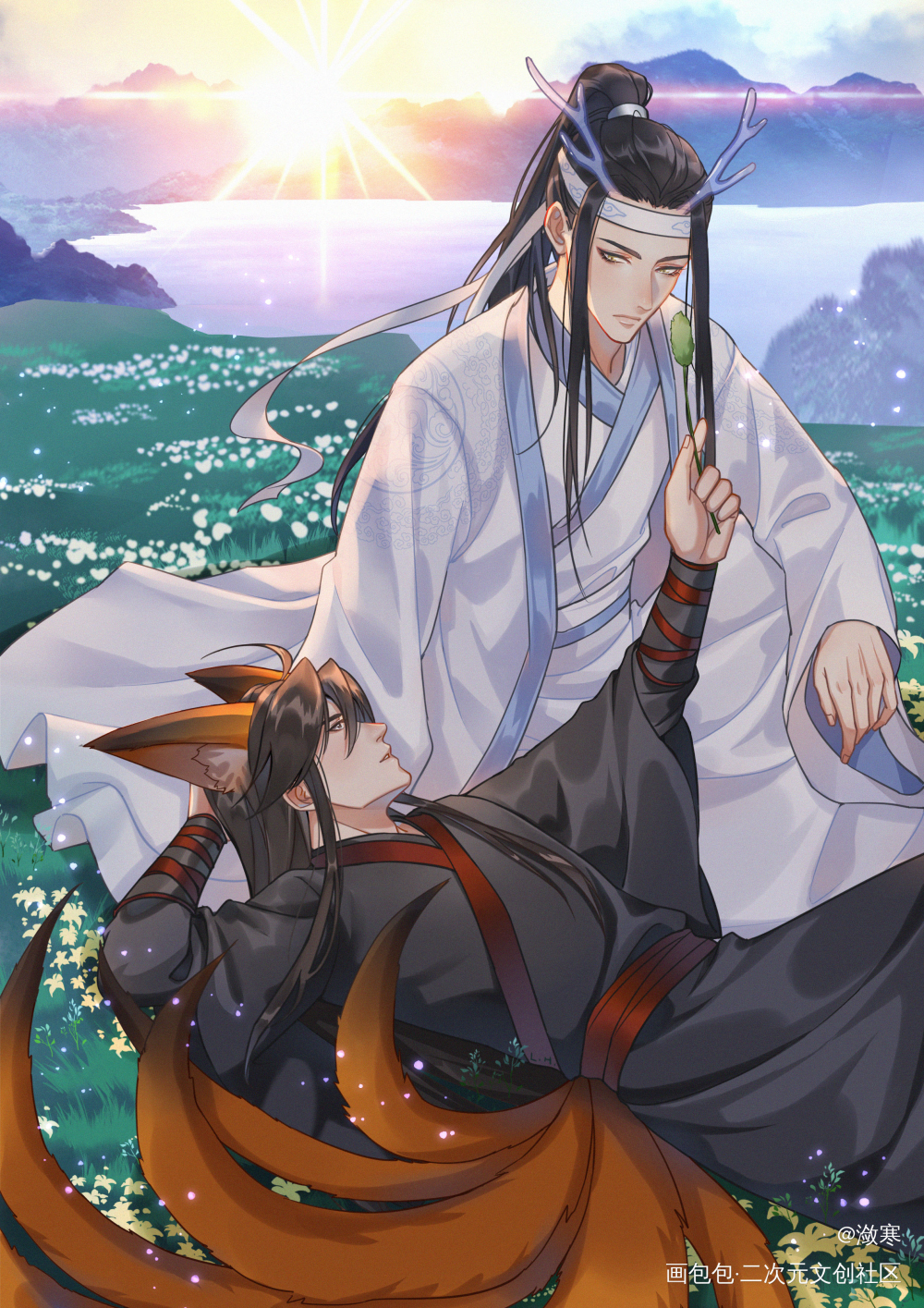 龙叽x狐羡_魔道祖师忘羡蓝忘机魏无羡我要上首推插画同人绘画作品