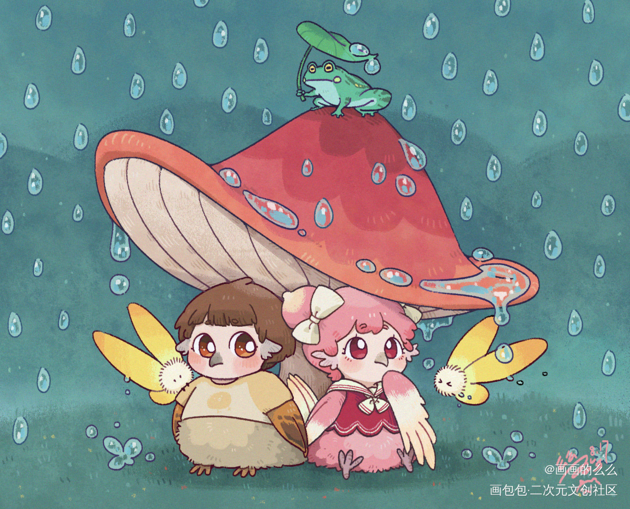 桃桃和毛毛_小小世界原创oc插画绘画作品
