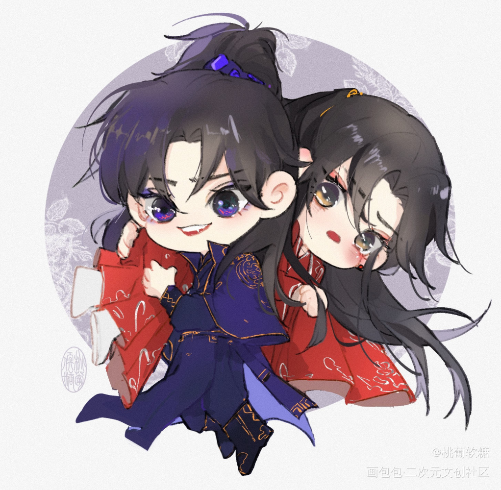 燃晚_二哈和他的白猫师尊燃晚q版绘画作品