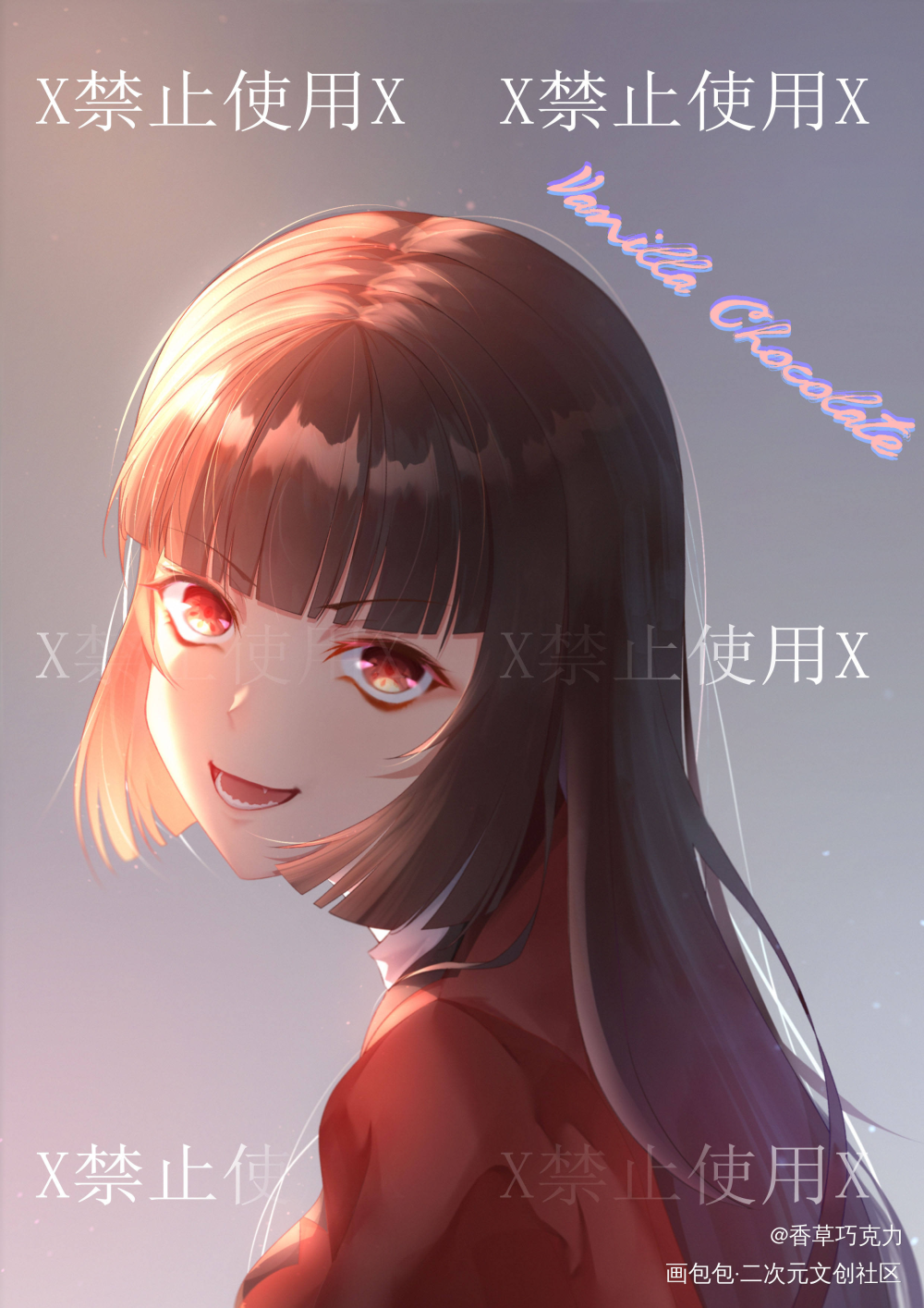 蛇喰梦子_头像约稿板绘插画绘画练习壁纸蛇喰梦子平涂日系绘画作品