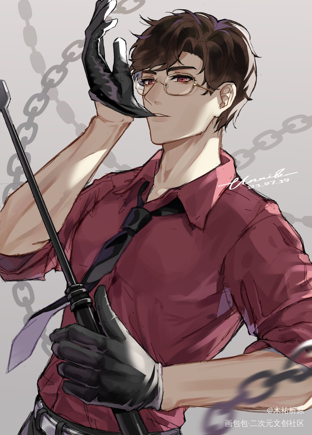 臣服_光与夜之恋陆沉绘画作品