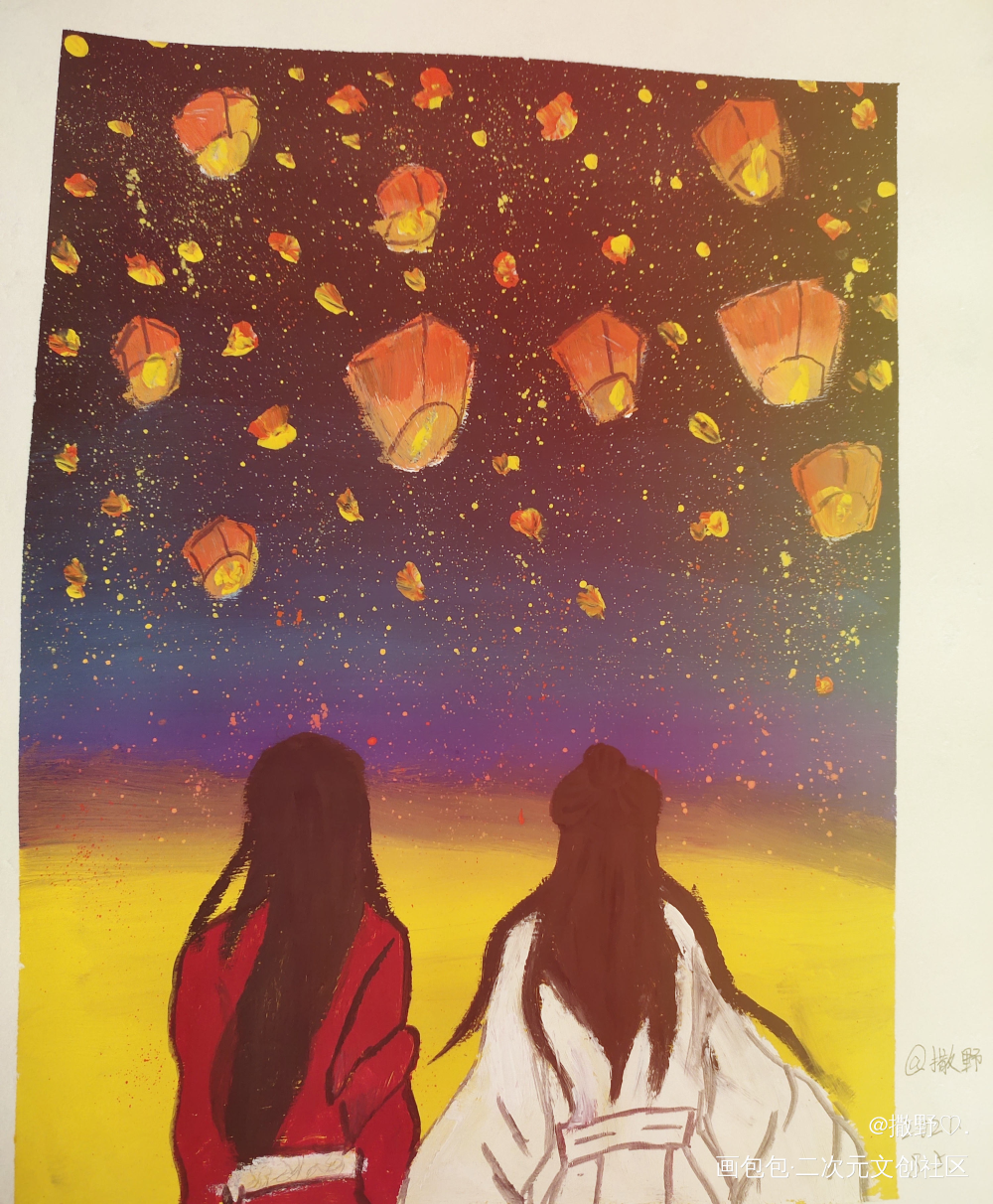 天官赐福_花怜谢怜花城水粉手绘绘画作品