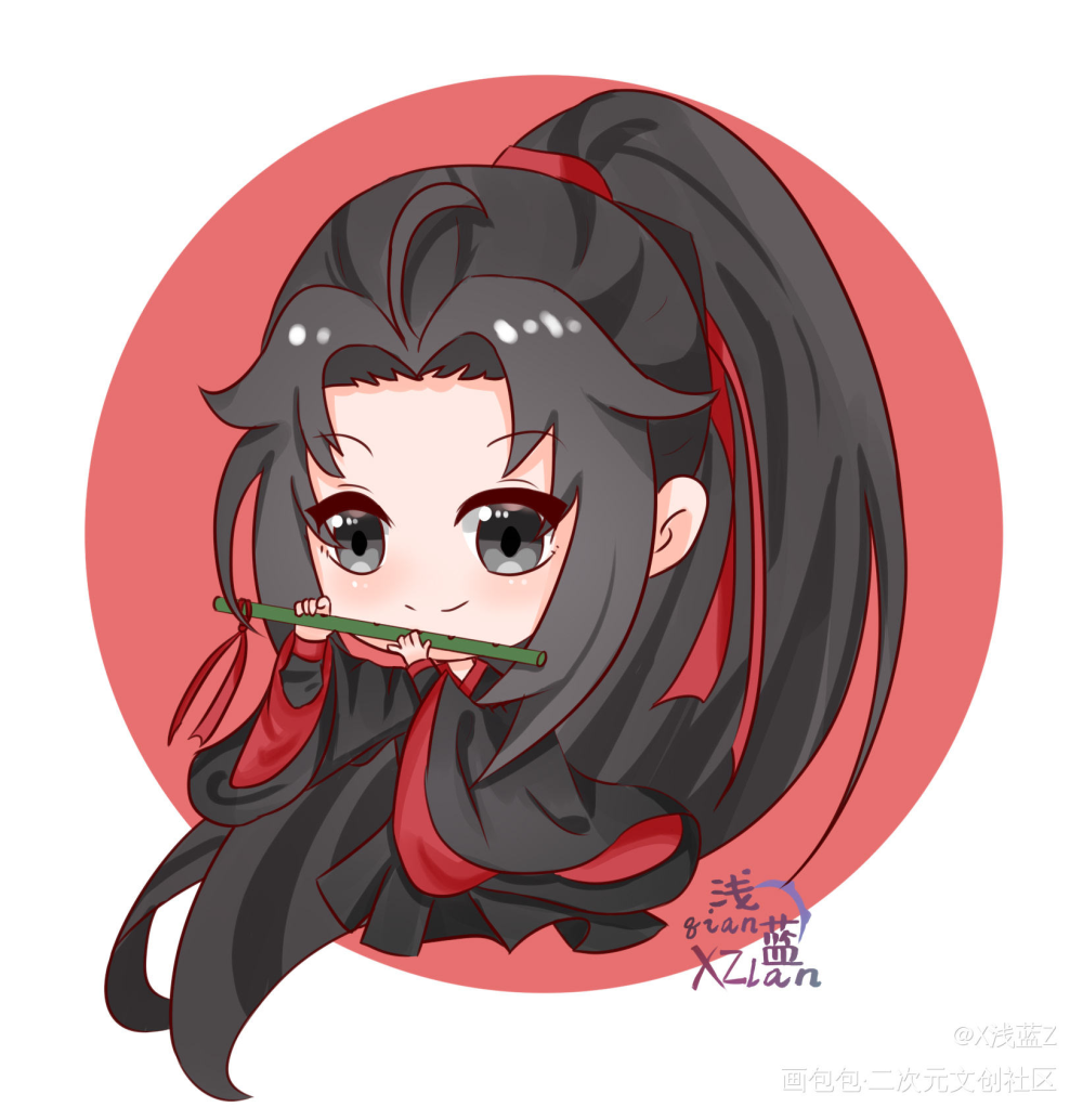 吹笛子的小羡羡_魔道祖师忘羡魏无羡q版绘画作品