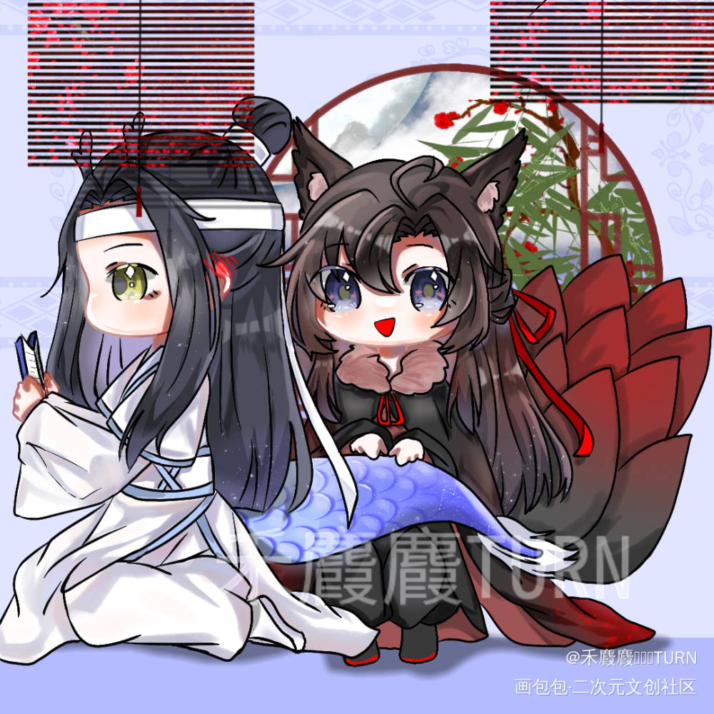 龙叽狐羡_魔道祖师忘羡蓝忘机魏无羡绘画作品