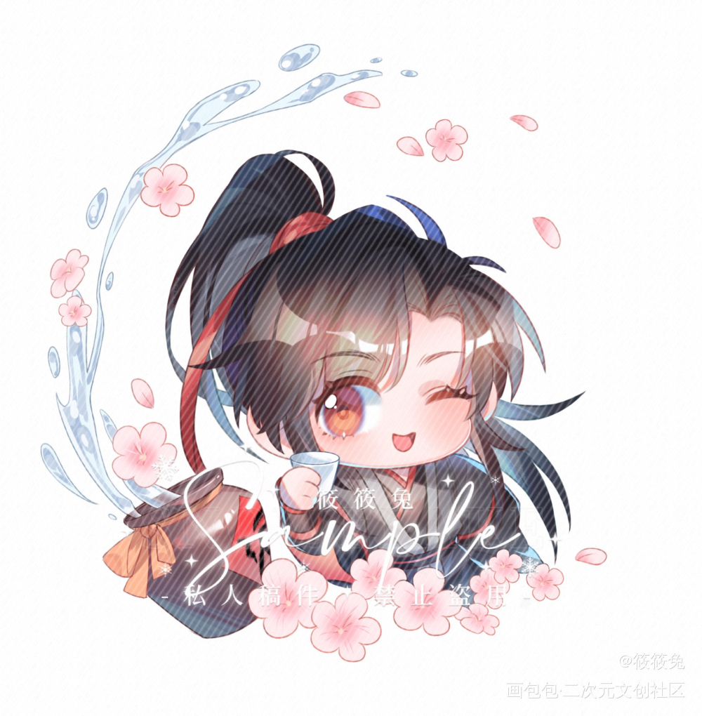 一对可爱的头像_魔道祖师忘羡q版绘画作品