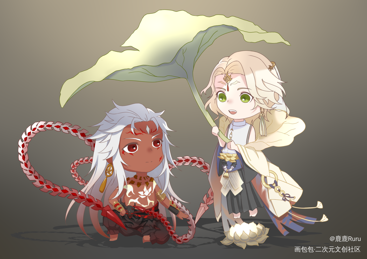 堆堆堆_阴阳师q版修帝阿修罗帝释天绘画作品