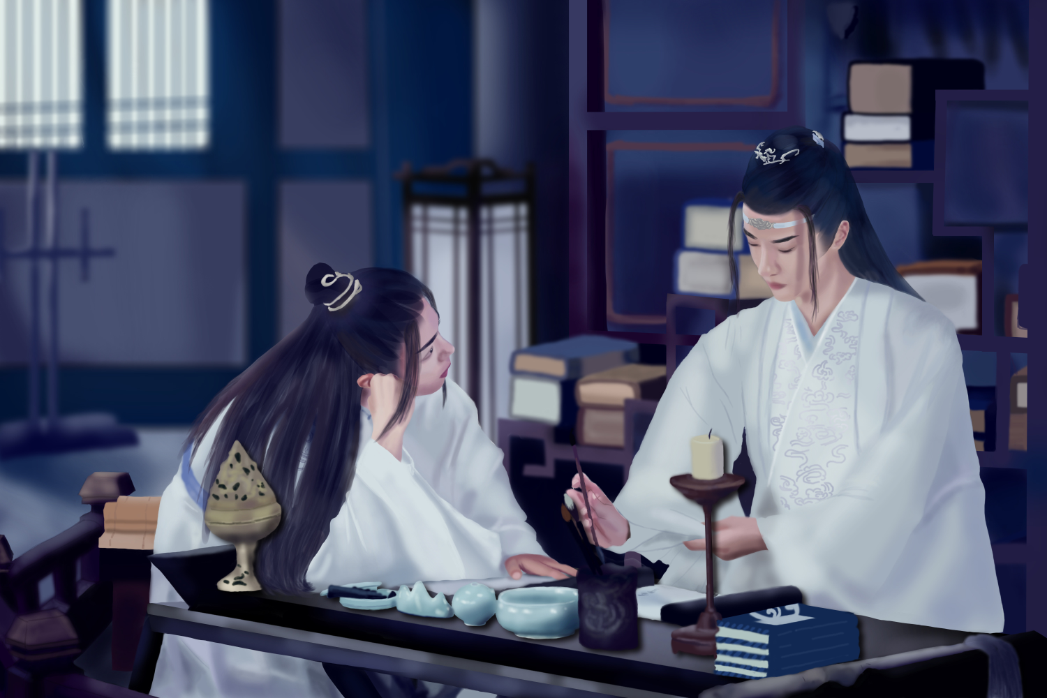 陈情令·一年前初学板绘时描图_陈情令忘羡同人绘画作品