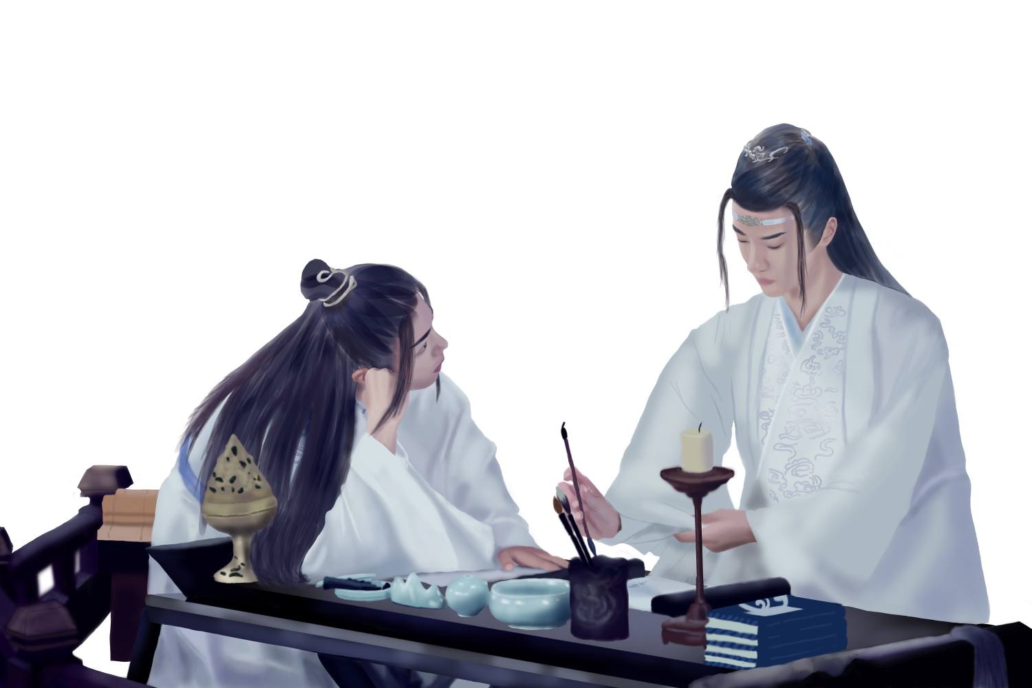 陈情令·一年前初学板绘时描图_陈情令忘羡同人绘画作品
