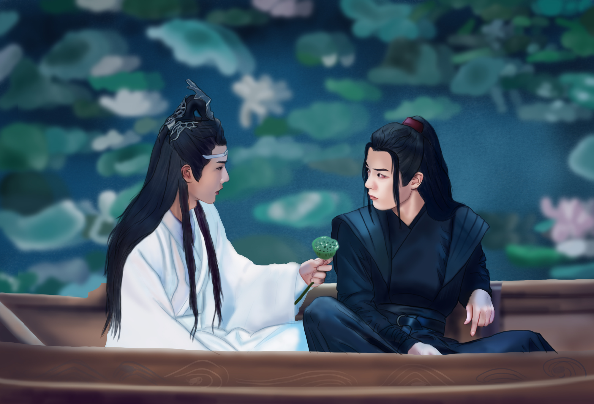陈情令·一年前初学板绘的描图_陈情令忘羡同人绘画作品