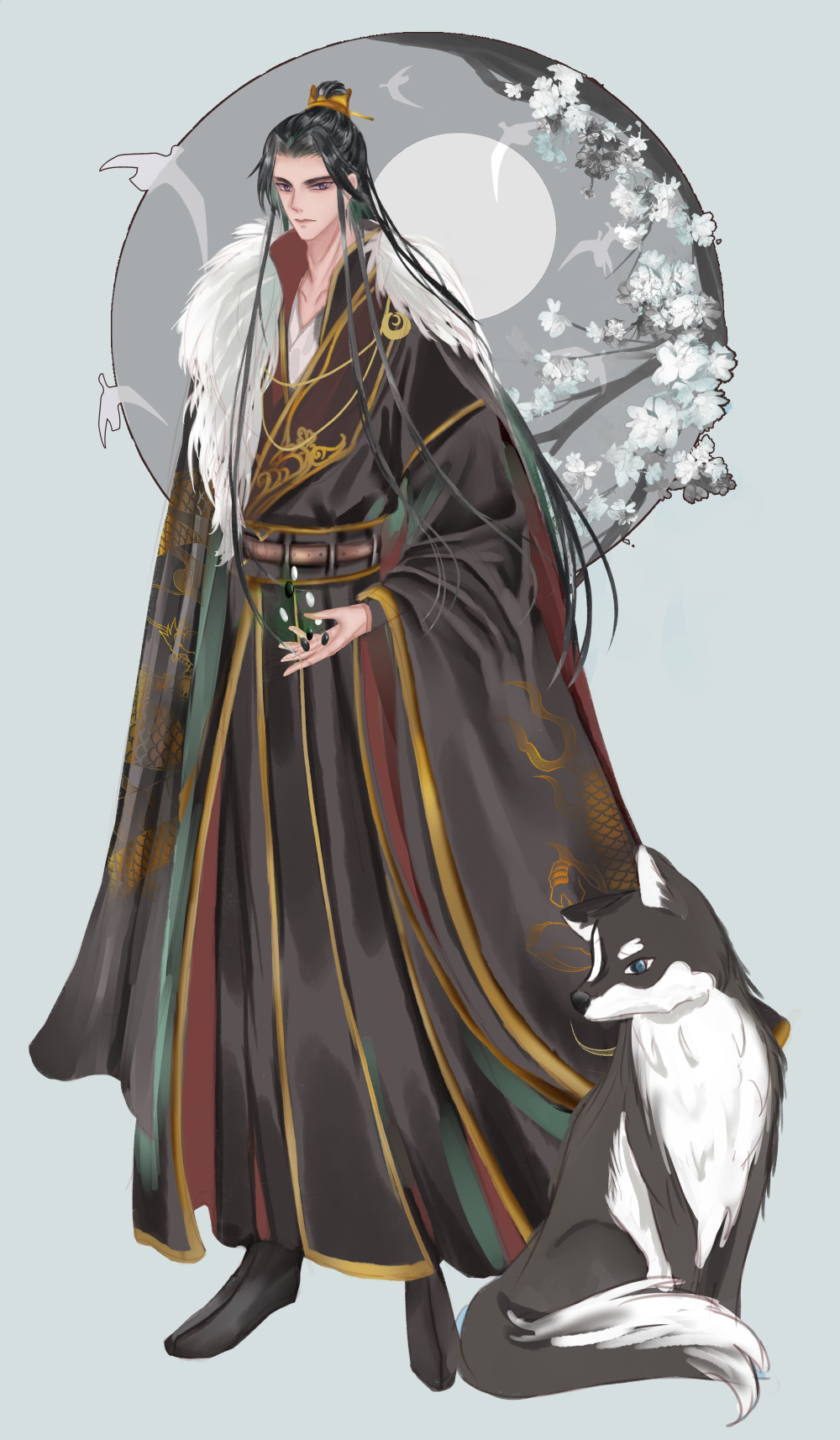 。_二哈和他的白猫师尊燃晚绘画作品