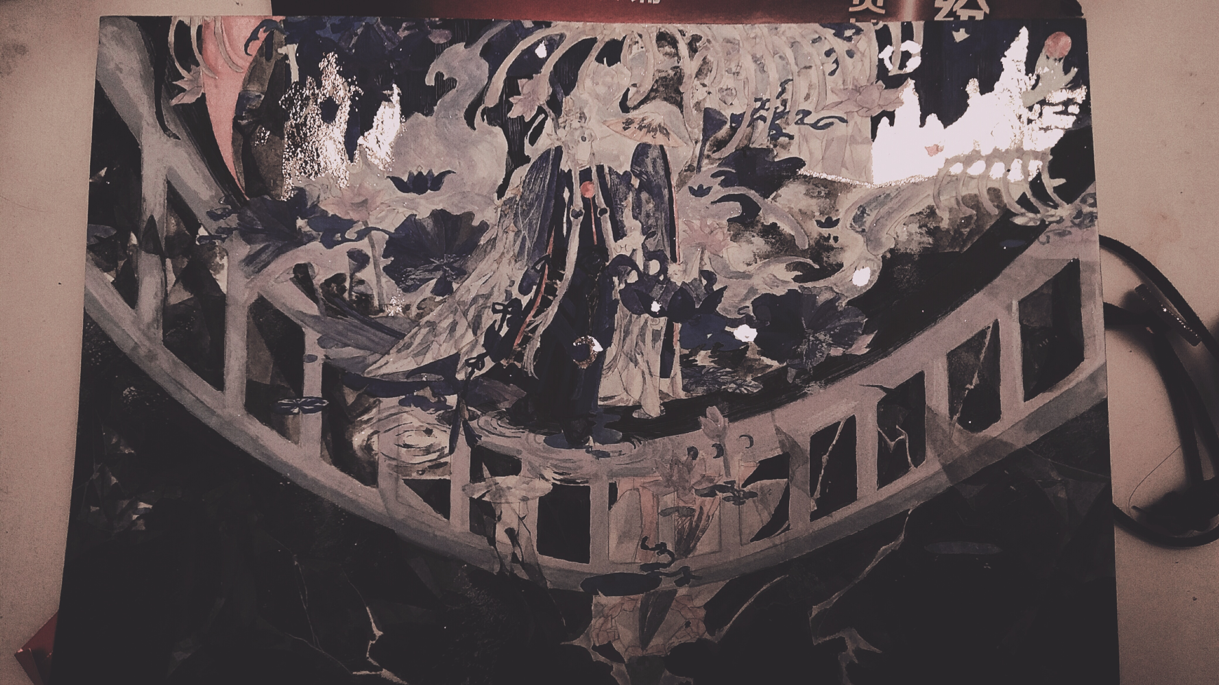 水镜花月影_阴阳师玉藻前日系插画绘画作品