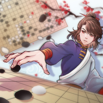 围棋少年_围棋少年江流儿平涂同人绘画作品