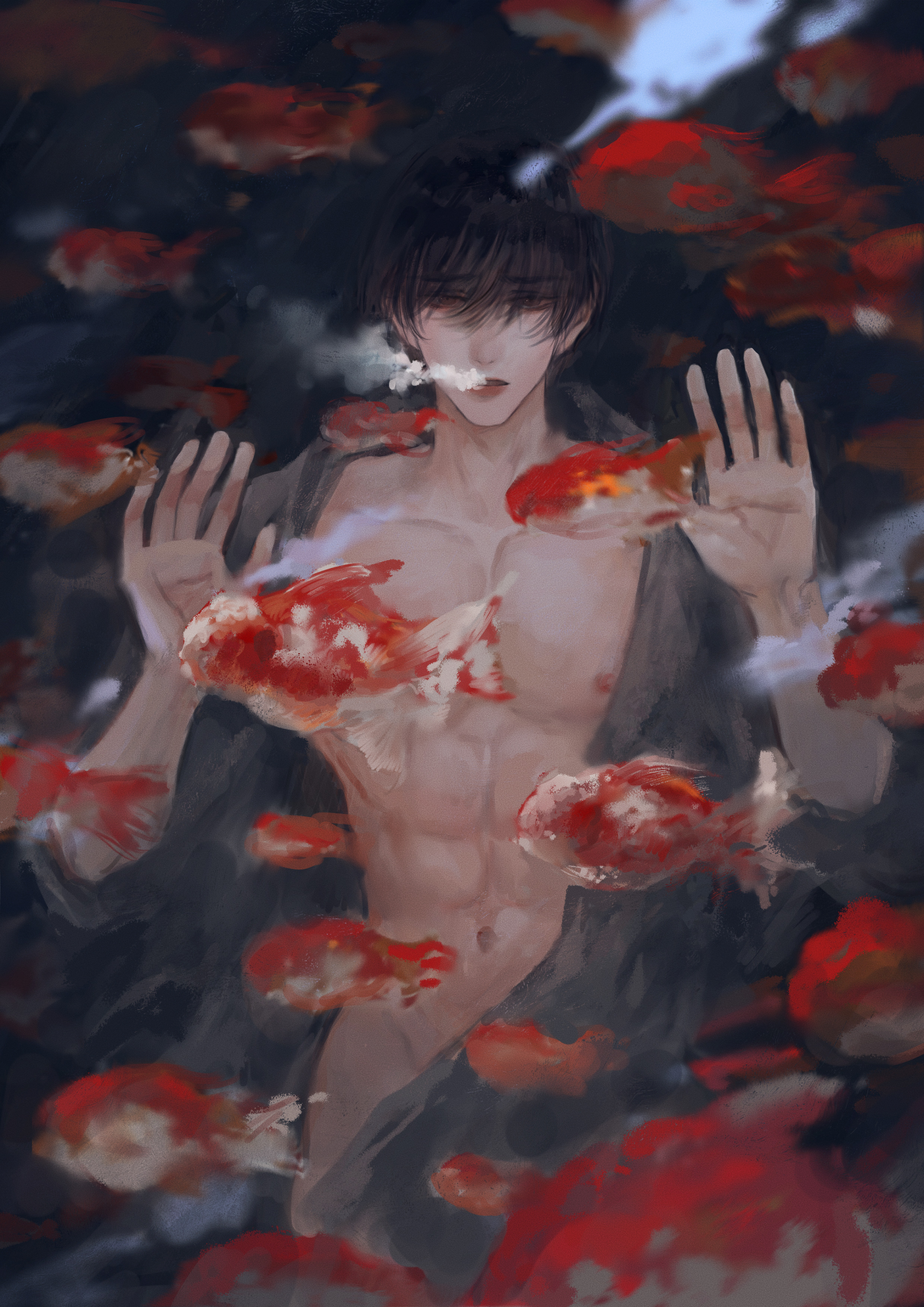水里的鱼_你却爱着一个傻逼188男团李简李玉厚涂平涂插画同人你却爱着一个sb水千丞绘画作品