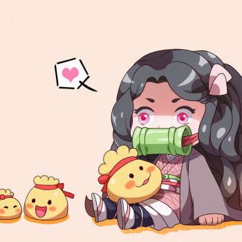 鬼灭之刃灶门祢豆子祢豆子平涂q版求点评我要上首推同人绘画作品