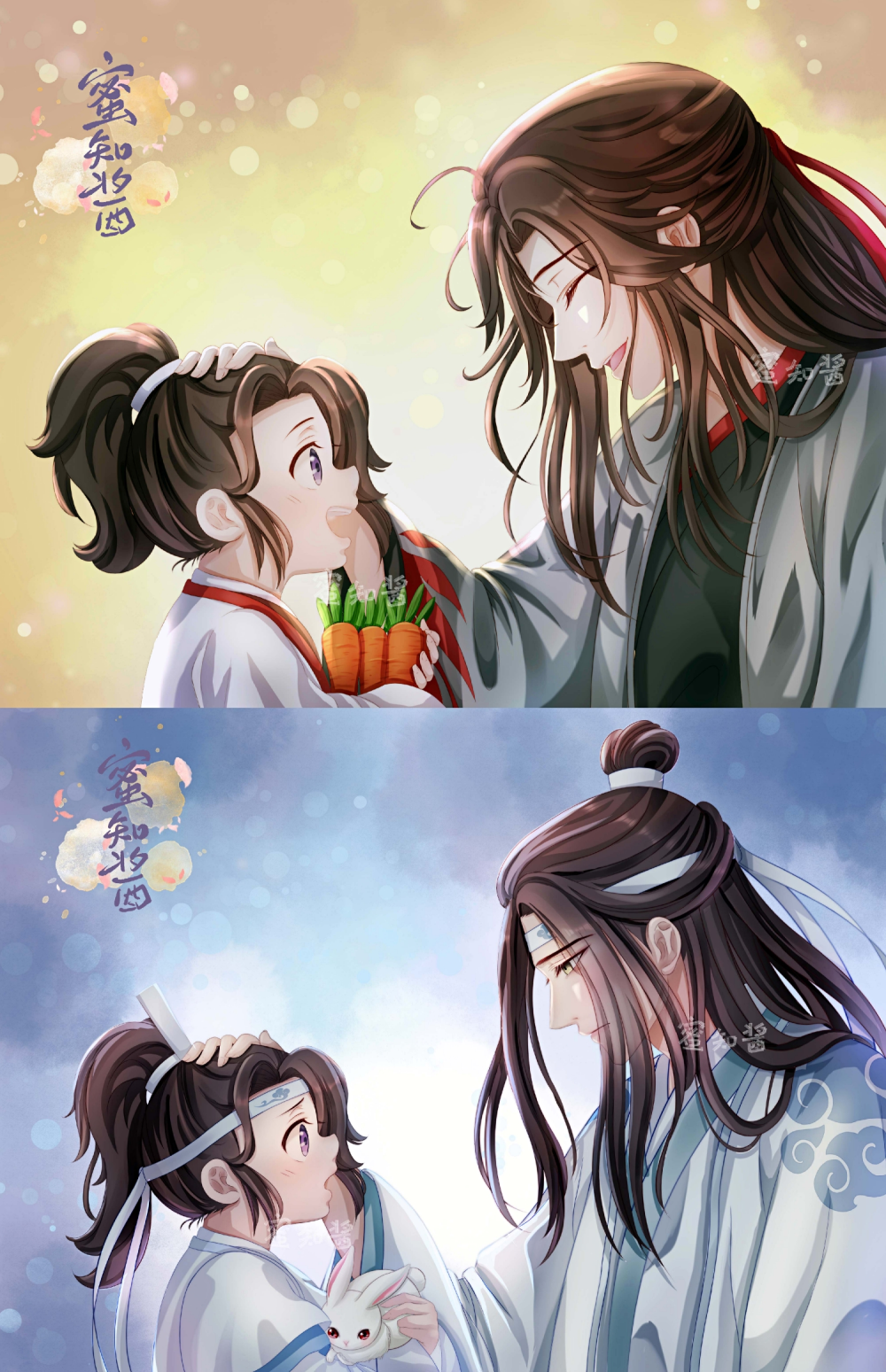 魔道忘羡摸头杀(对阿苑/思追)_魔道祖师忘羡蓝思追蓝忘机魏无羡平涂日系我要上首推插画同人魔道祖师，天官赐福绘画作品