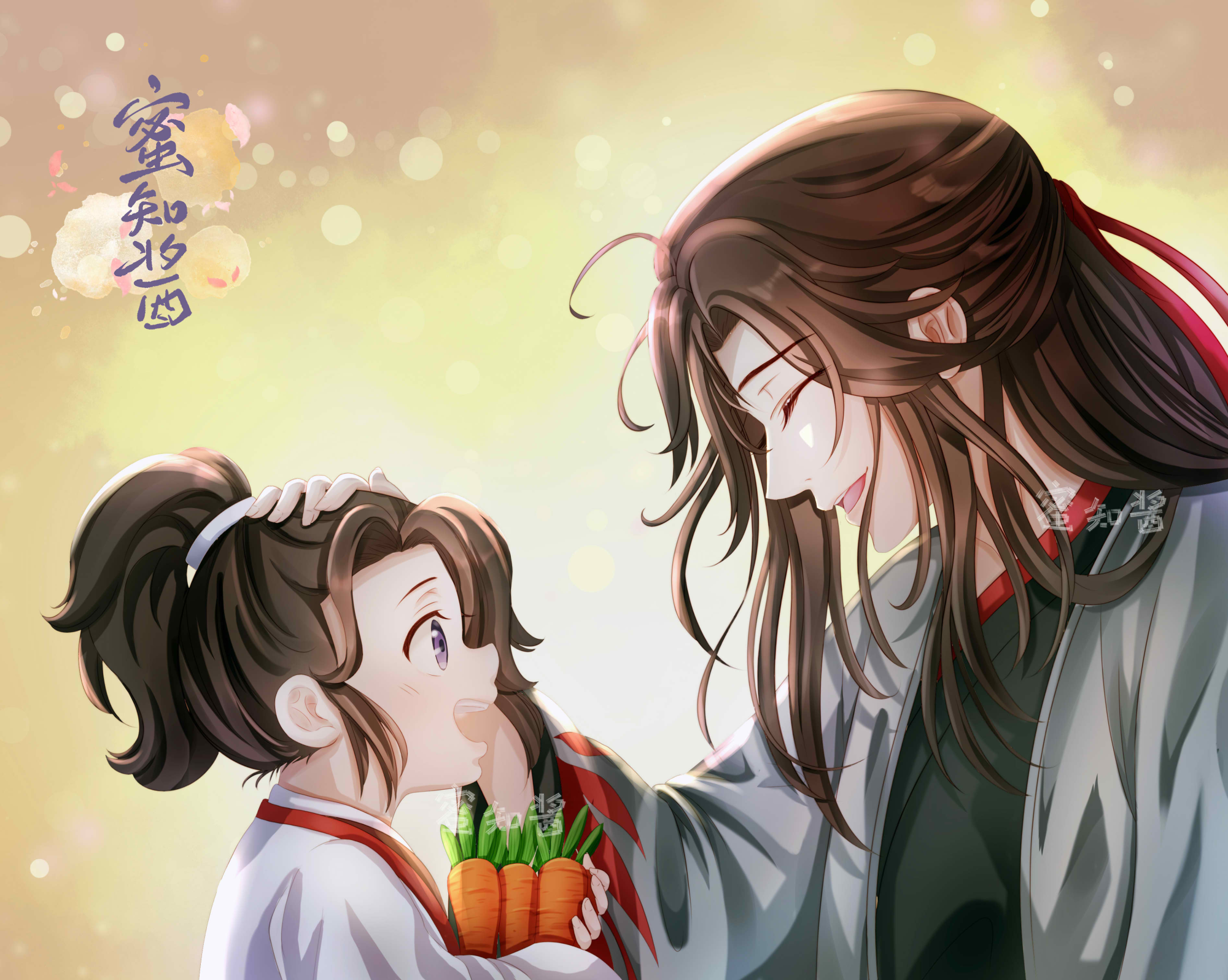 魔道忘羡摸头杀(对阿苑/思追)_魔道祖师忘羡蓝思追蓝忘机魏无羡平涂日系我要上首推插画同人魔道祖师，天官赐福绘画作品