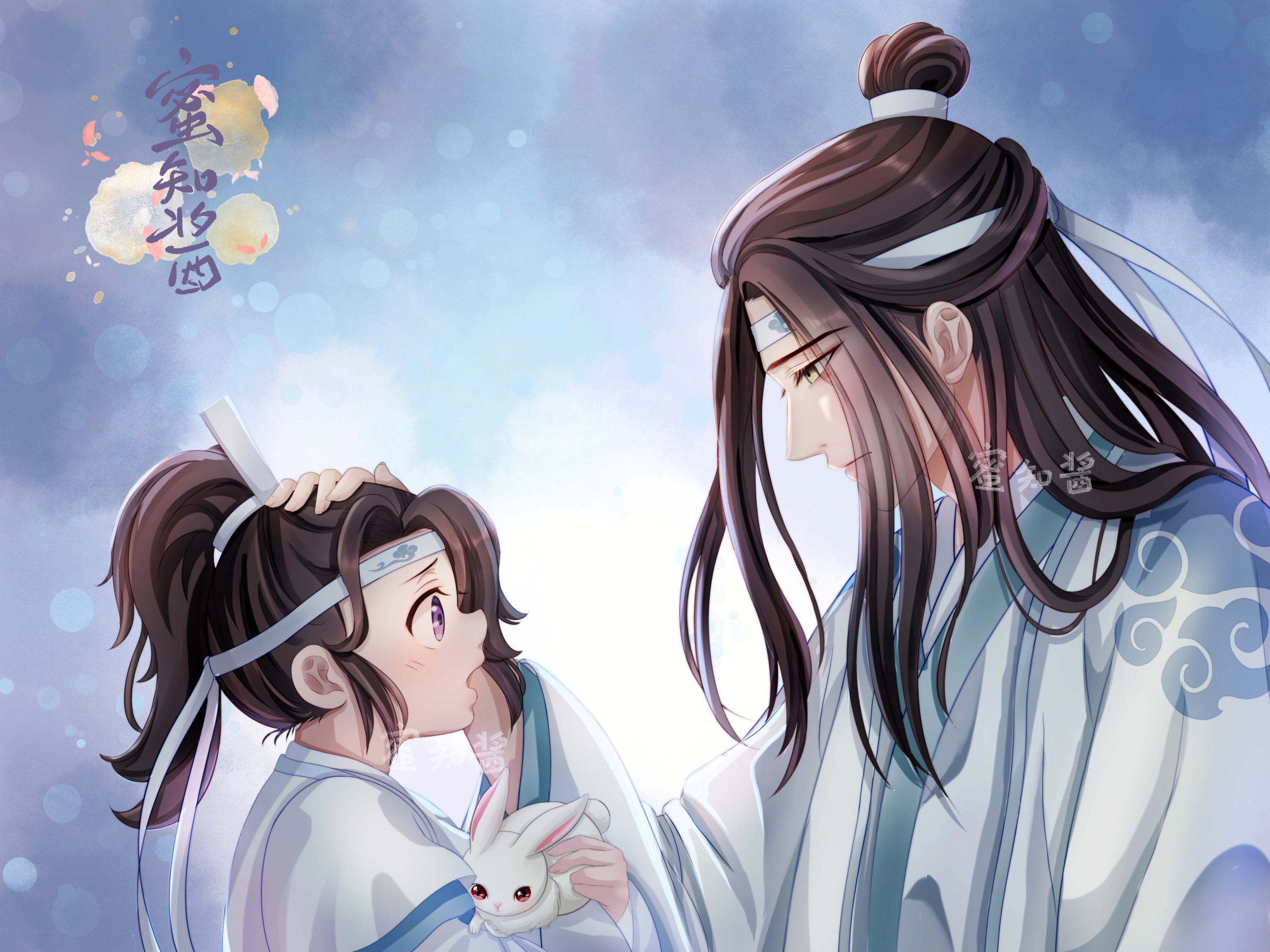 魔道忘羡摸头杀(对阿苑/思追)_魔道祖师忘羡蓝思追蓝忘机魏无羡平涂日系我要上首推插画同人魔道祖师，天官赐福绘画作品