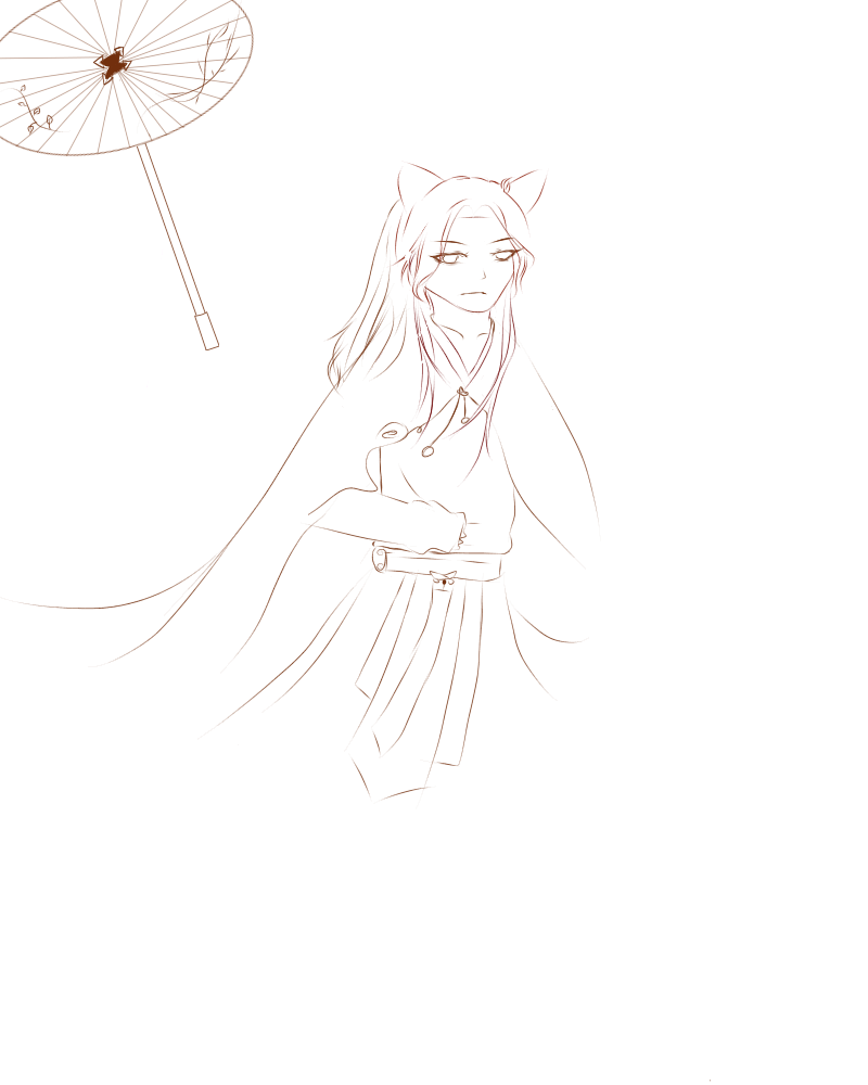 接着水。认真画一次非常艰难。_二哈和他的白猫师尊楚晚宁线稿绘画作品