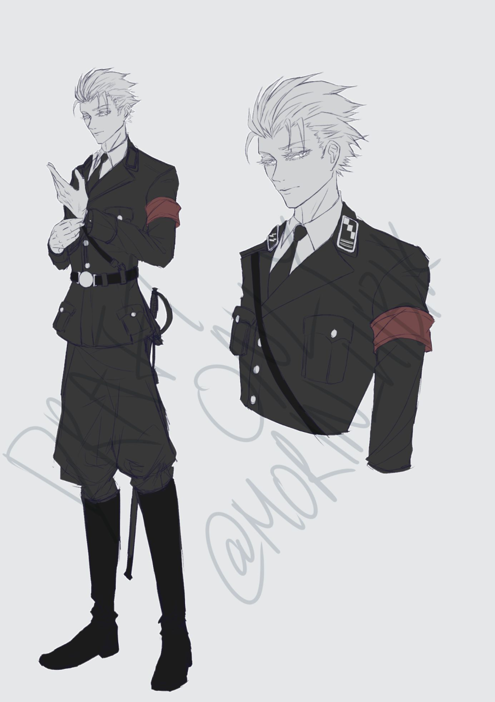 【DMC】WWII AU_鬼泣5维吉尔但丁草稿同人DMC鬼泣绘画作品
