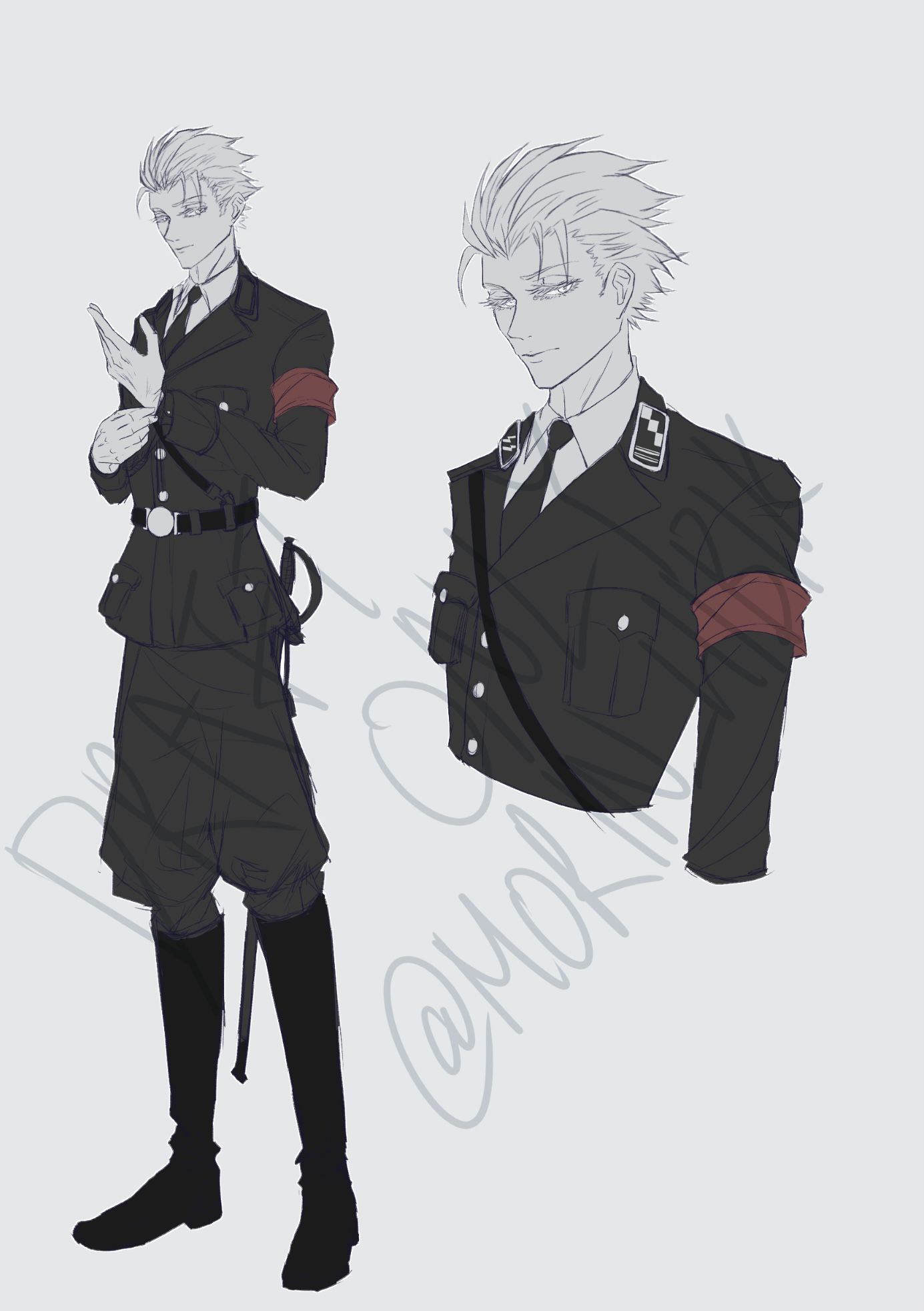 【DMC】WWII AU_鬼泣5维吉尔但丁草稿同人DMC鬼泣绘画作品
