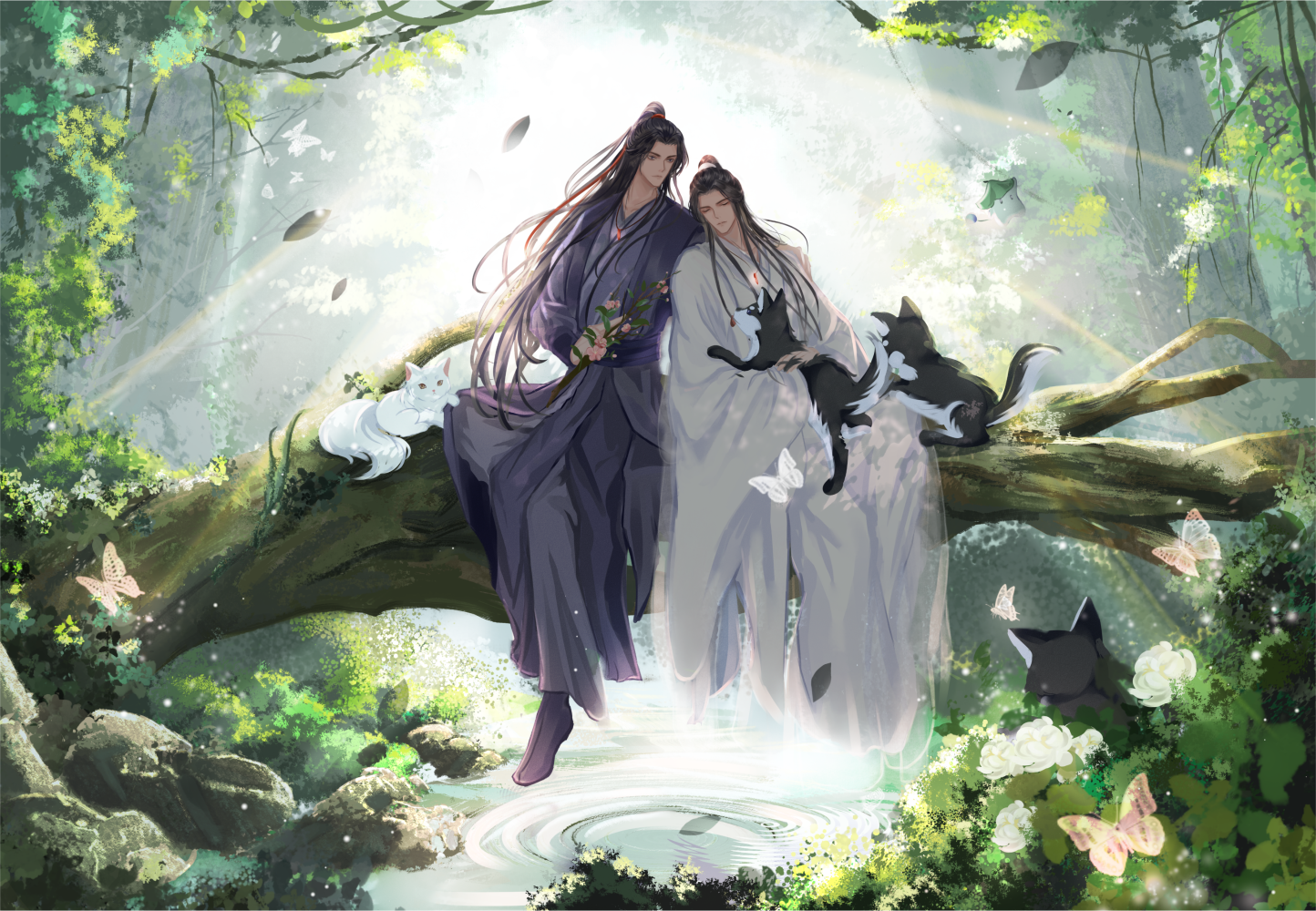 归隐_二哈和他的白猫师尊燃晚燃晚绘画作品