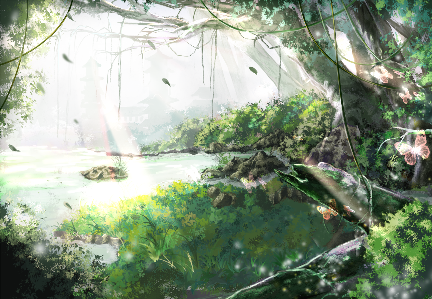 春游_二哈和他的白猫师尊燃晚燃晚绘画作品