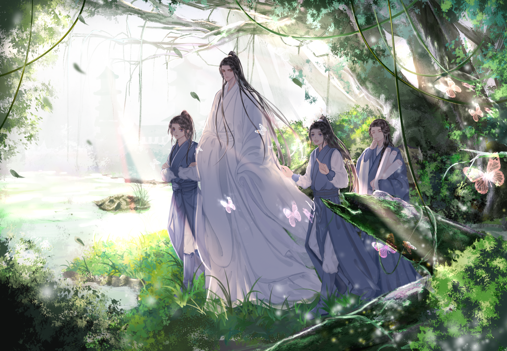 春游_二哈和他的白猫师尊燃晚燃晚绘画作品