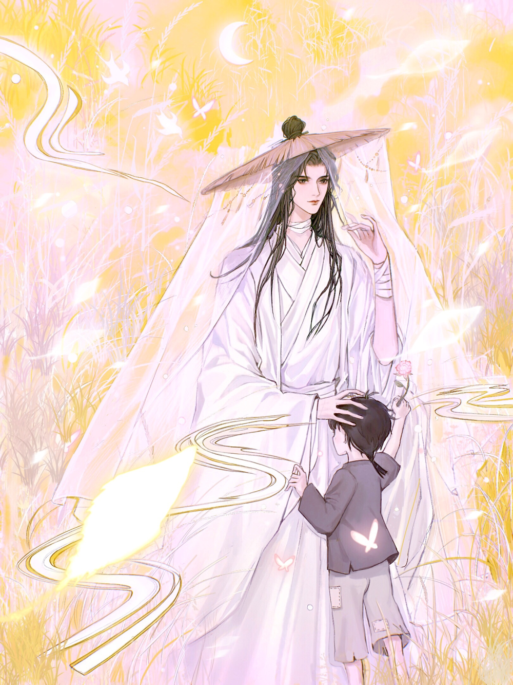 试着画了第一张场景，终于摸完了_天官赐福谢怜插画同人二创绘画作品