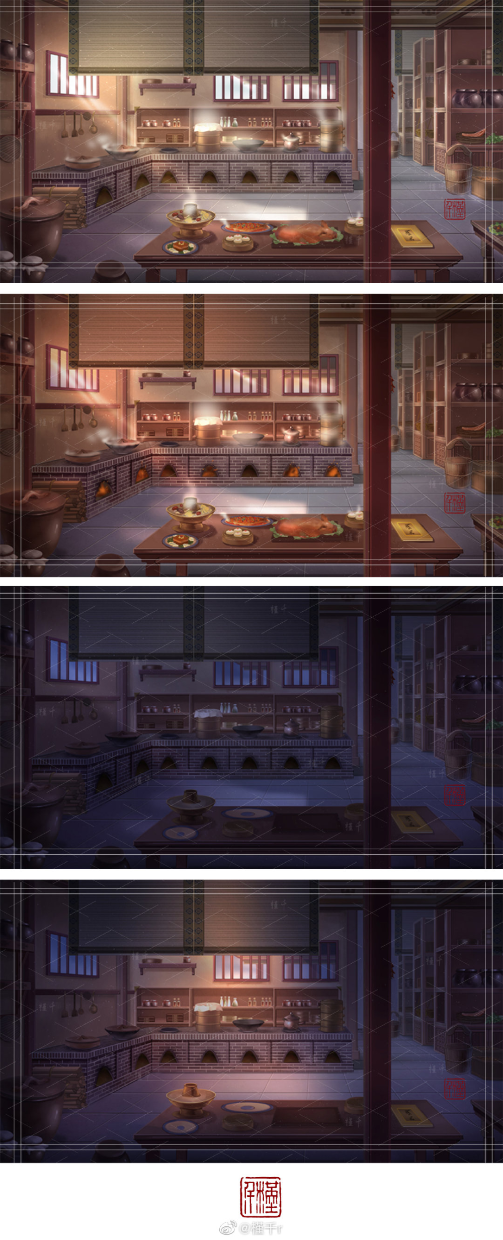 宫廷室内场景_古风厚涂插画原创绘画作品