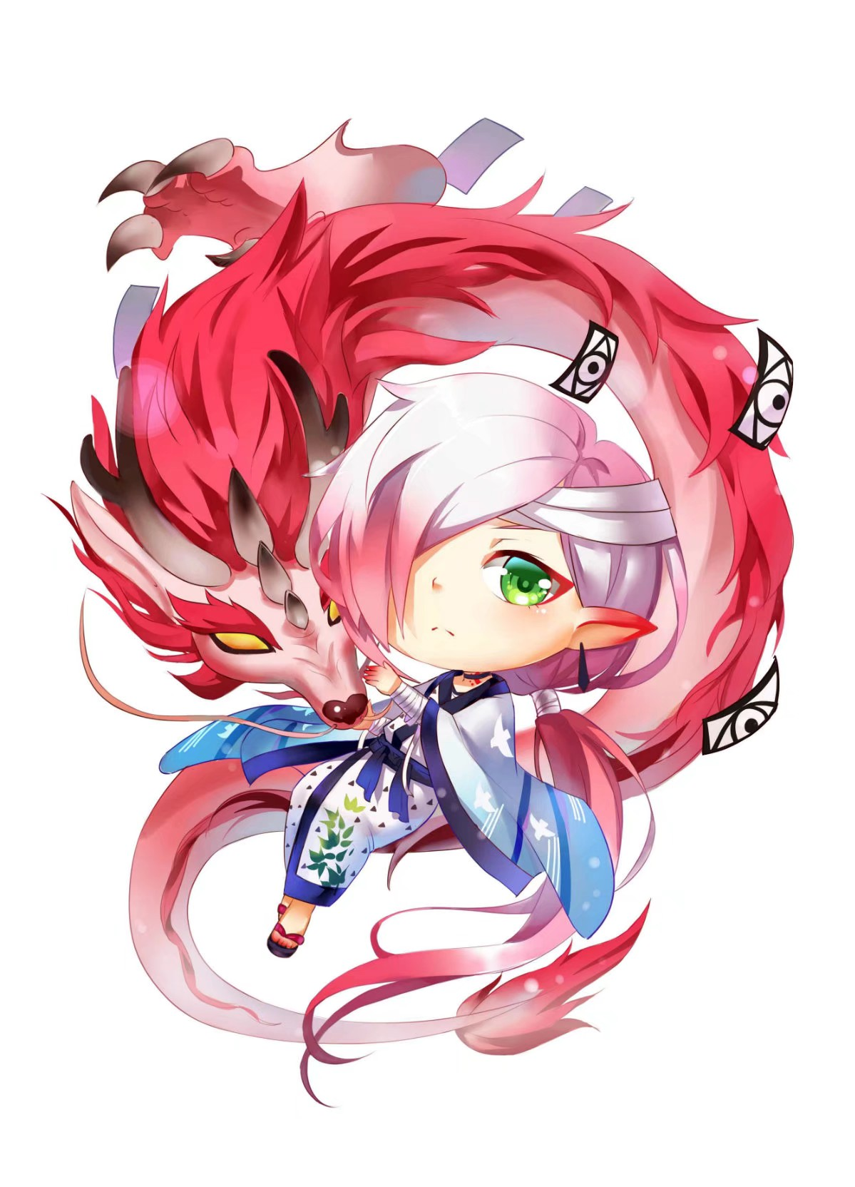 阴阳师同人_一目连Q版头像阴阳师手游绘画作品