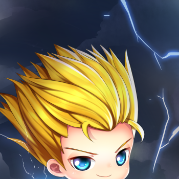 拳皇_拳皇q版雷电蓝眼金发绘画作品