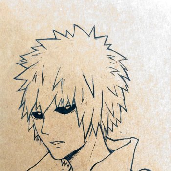 银爵黑白牛皮纸明信片_凹凸世界银爵头像绘画作品