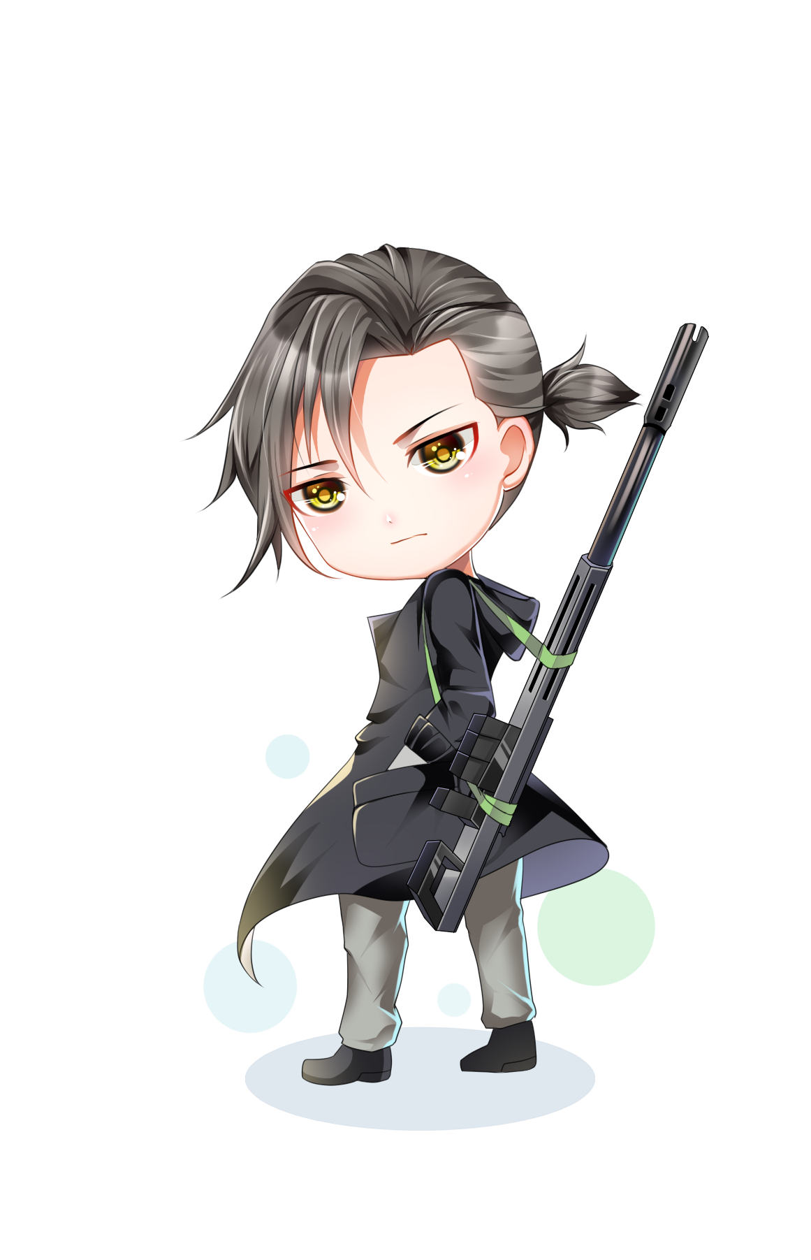王牌战士_Q版枪少年黑发王牌战士绘画作品