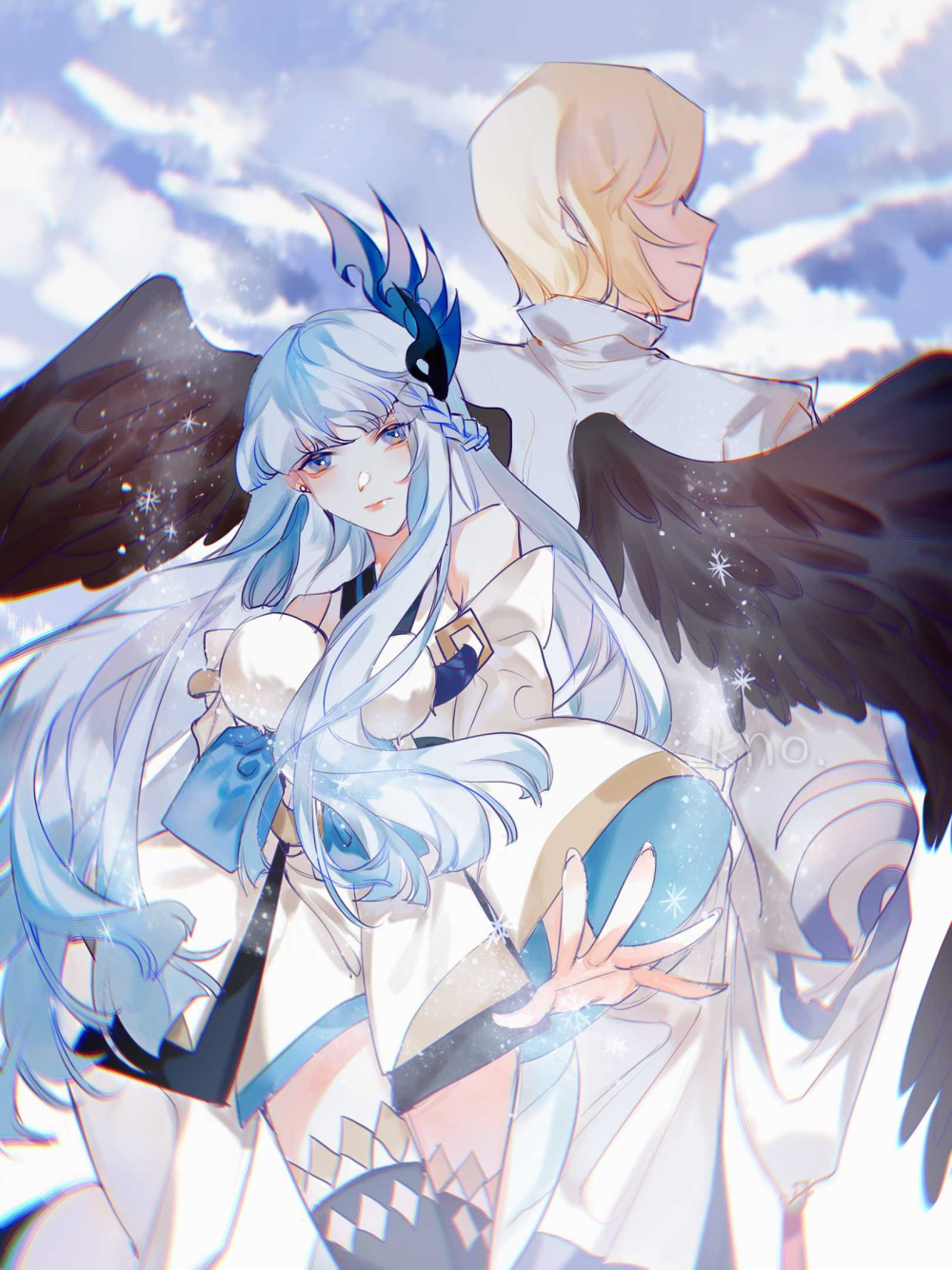 【阴阳师】狗雪੭ ᐕ)੭*⁾⁾_阴阳师狗雪大天狗雪女绘画作品