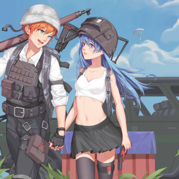 刺激战场-情侣吃鸡_刺激战场绘画作品