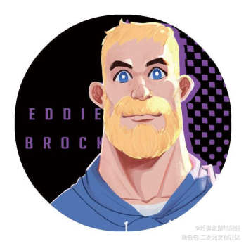 厚涂摸鱼_毒液埃迪·布洛克头像绘画作品