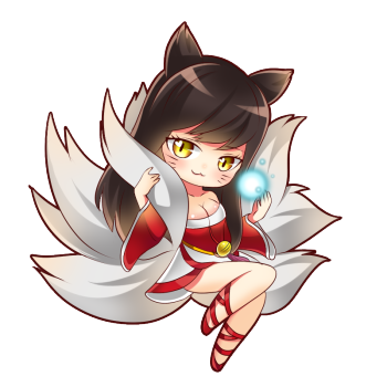 英雄联盟阿狸_英雄联盟q版狐狸兽耳长发绘画作品