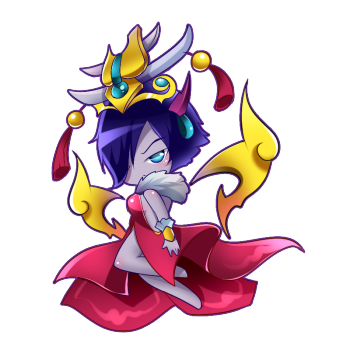 英雄联盟莫甘娜_英雄联盟q版黑皮短发蓝发少女绘画作品