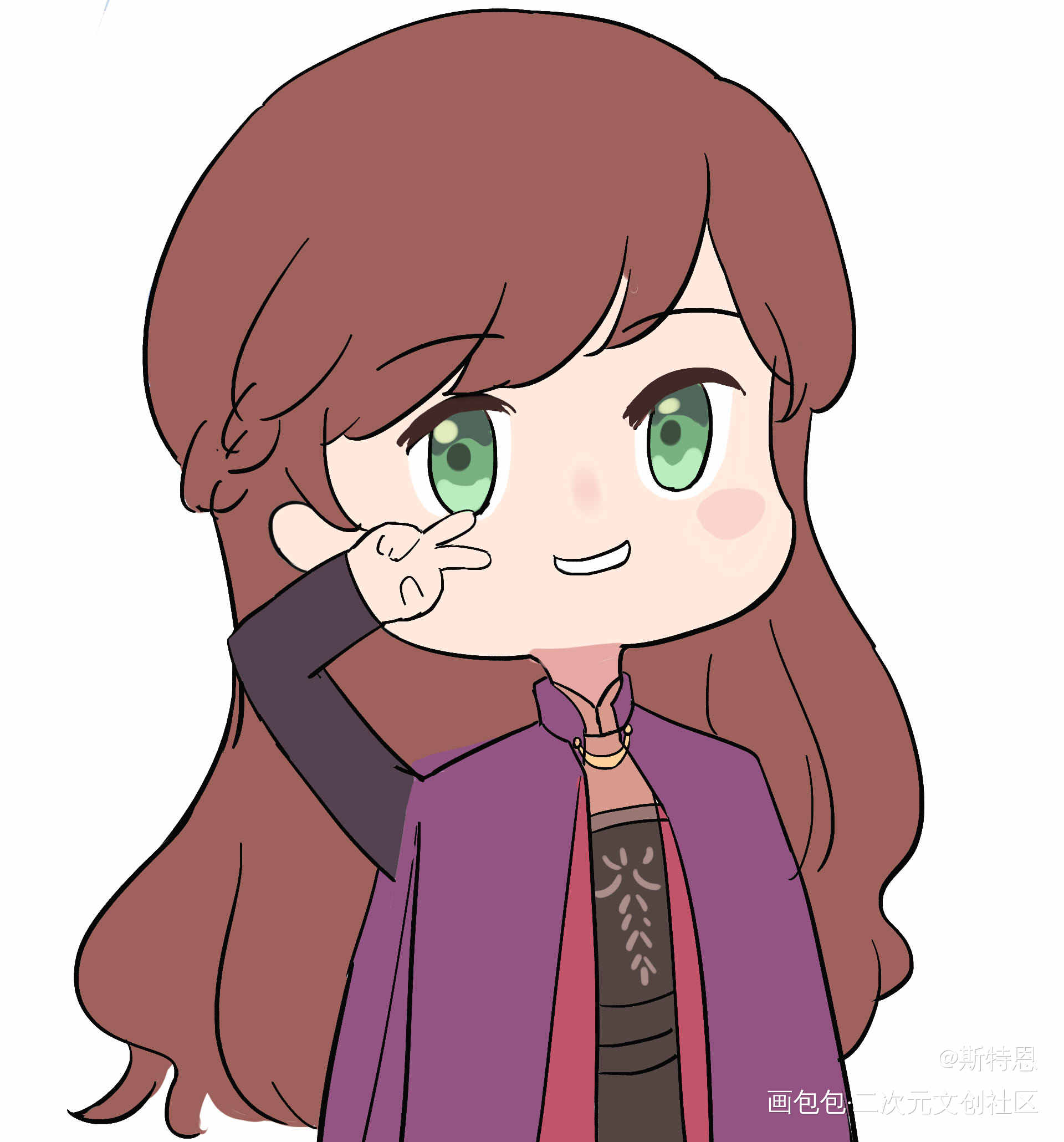 同人_冰雪奇缘安娜表情包绘画作品