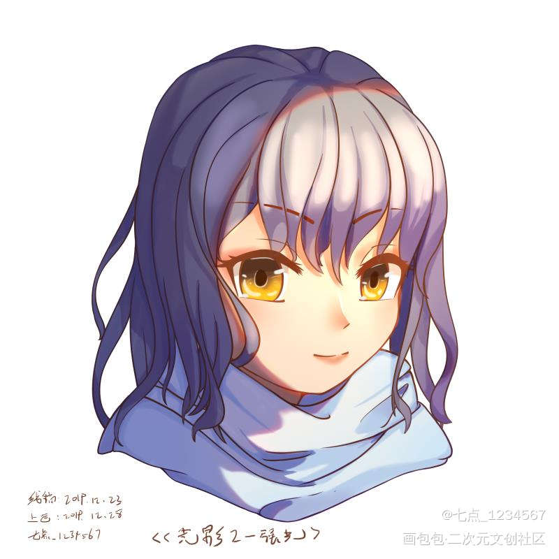 光影与伪厚涂_伪厚涂平涂日系头像板绘原创绘画作品