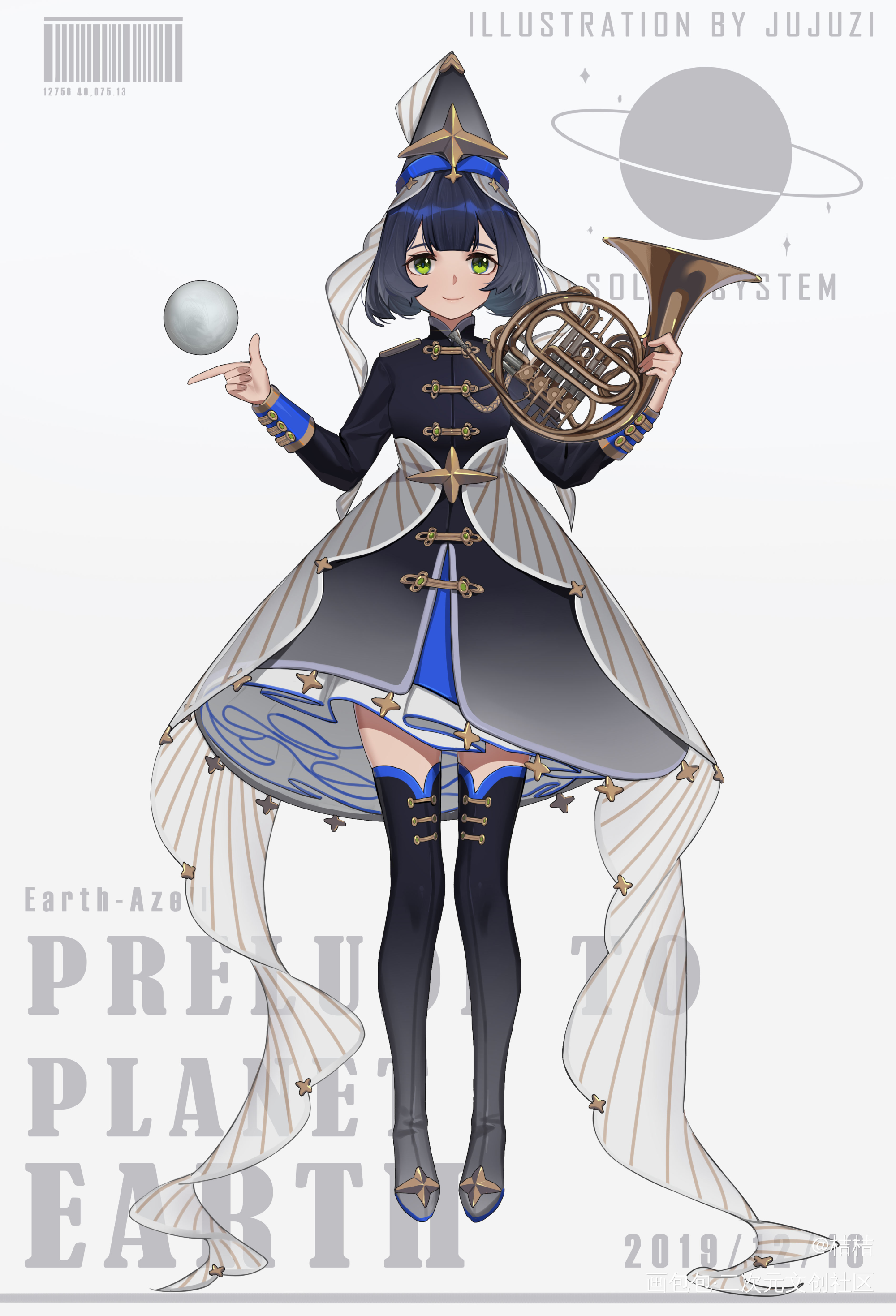 行星序曲_立绘厚涂日系行星少女原创绘画作品
