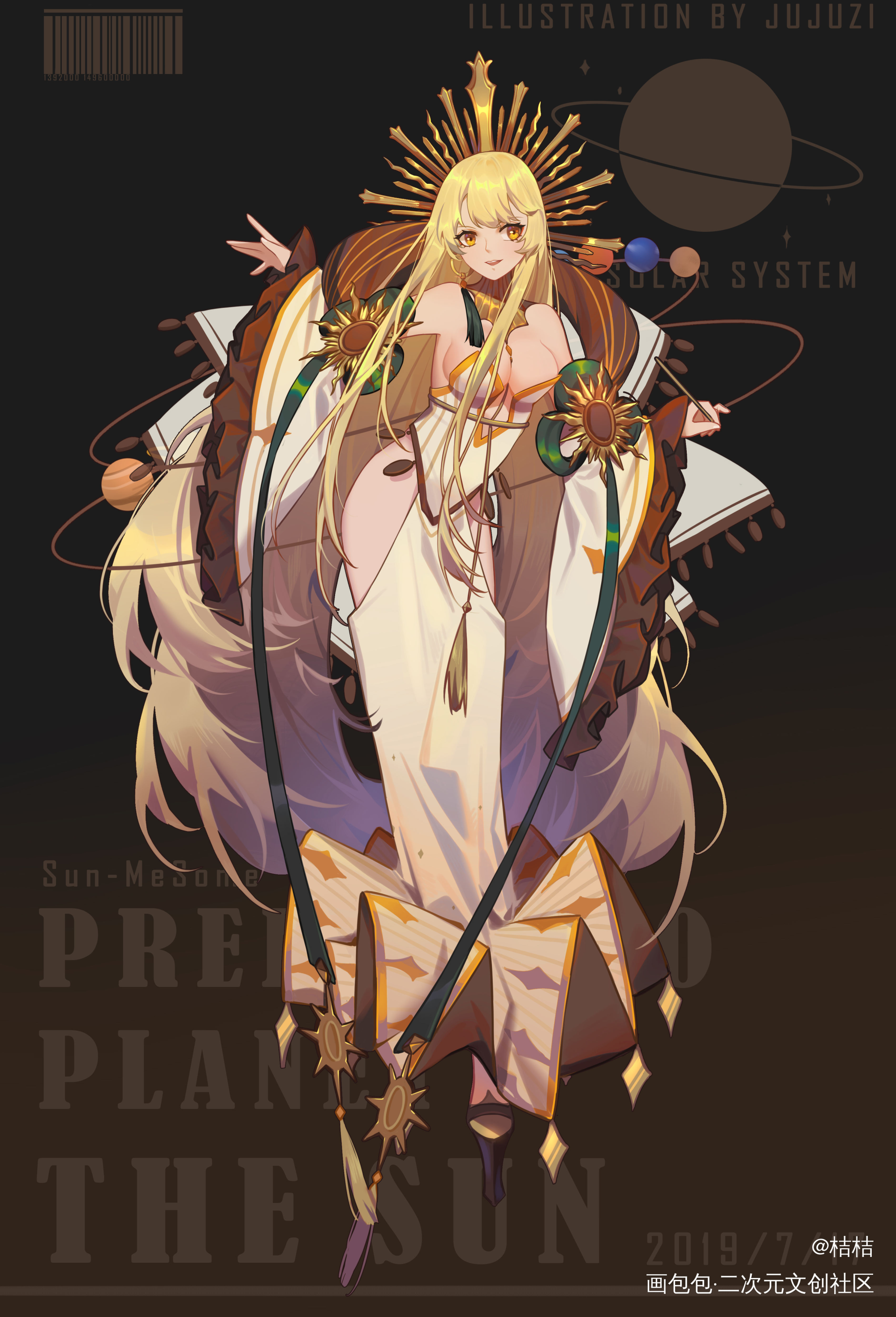 行星序曲_立绘厚涂日系行星少女原创绘画作品