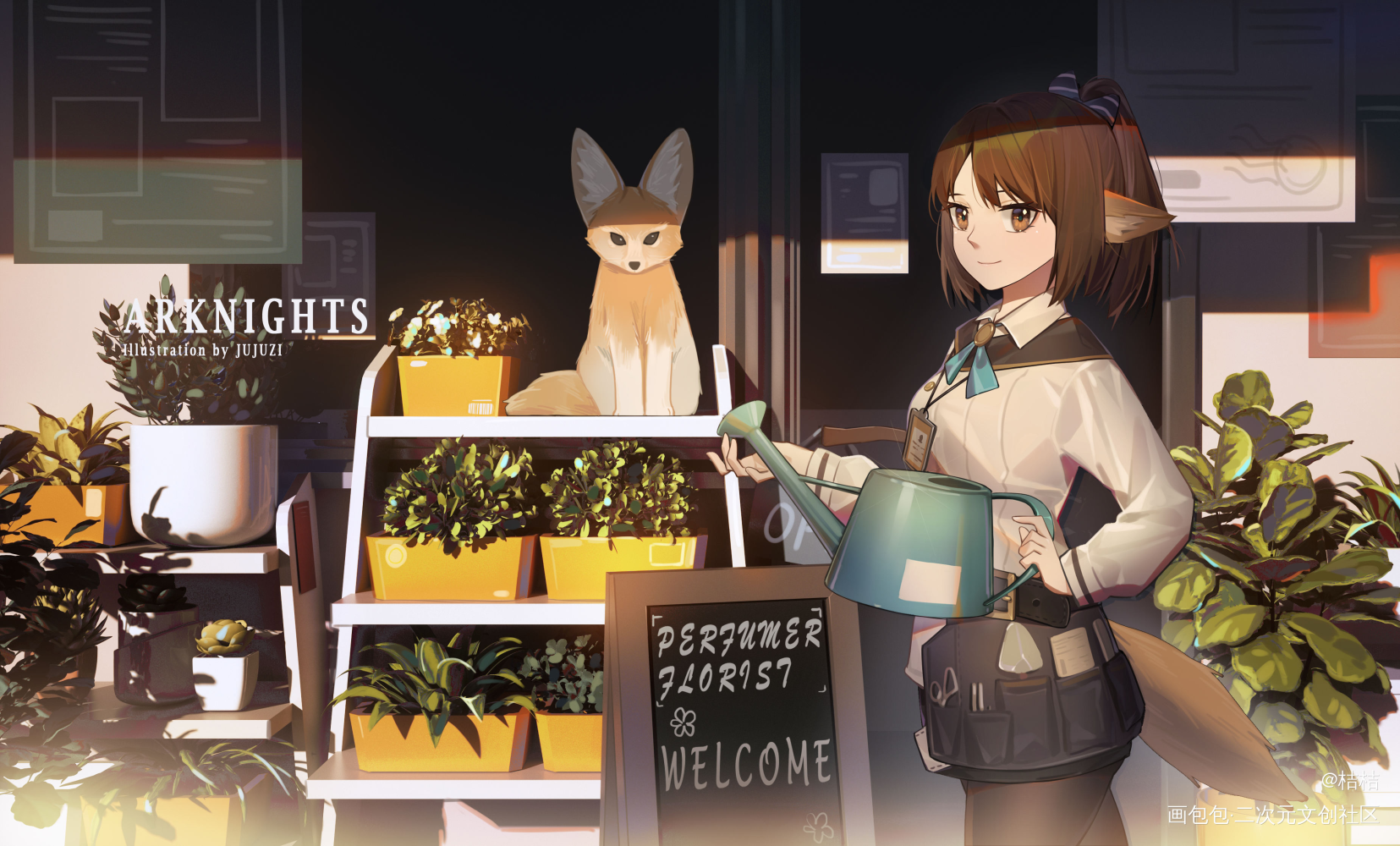 明日方舟_明日方舟企鹅物流调香师厚涂日系少女头像插画绘画作品