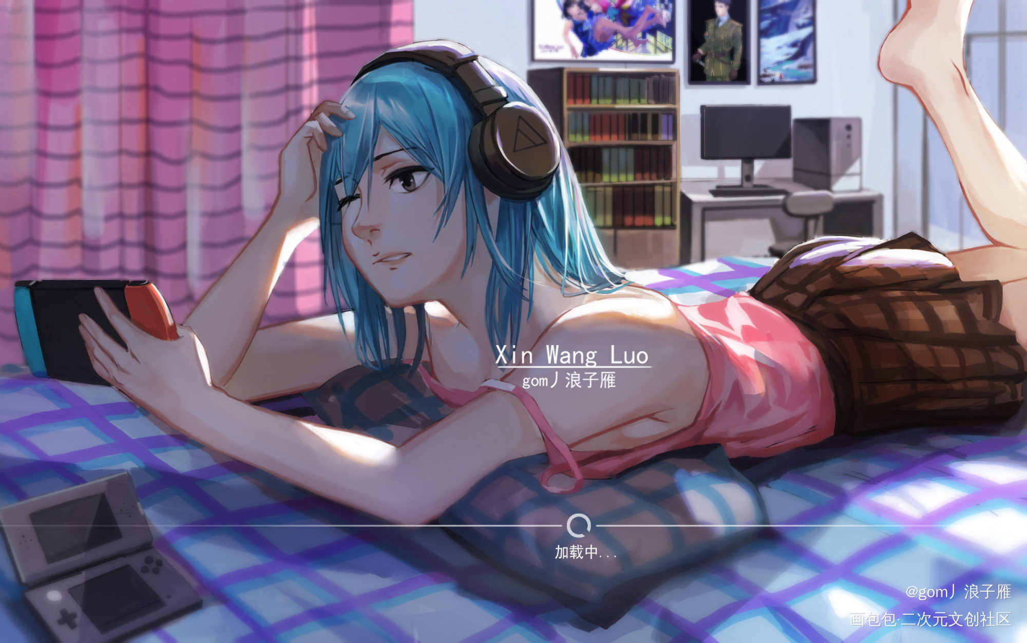 等待加载的少女_原创绘画作品
