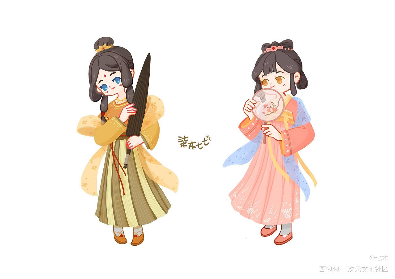 汉服小姑娘_Q版表情包原创绘画作品