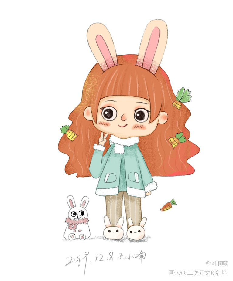 小女孩插画_手绘可爱Q版小女孩插画原创绘画作品