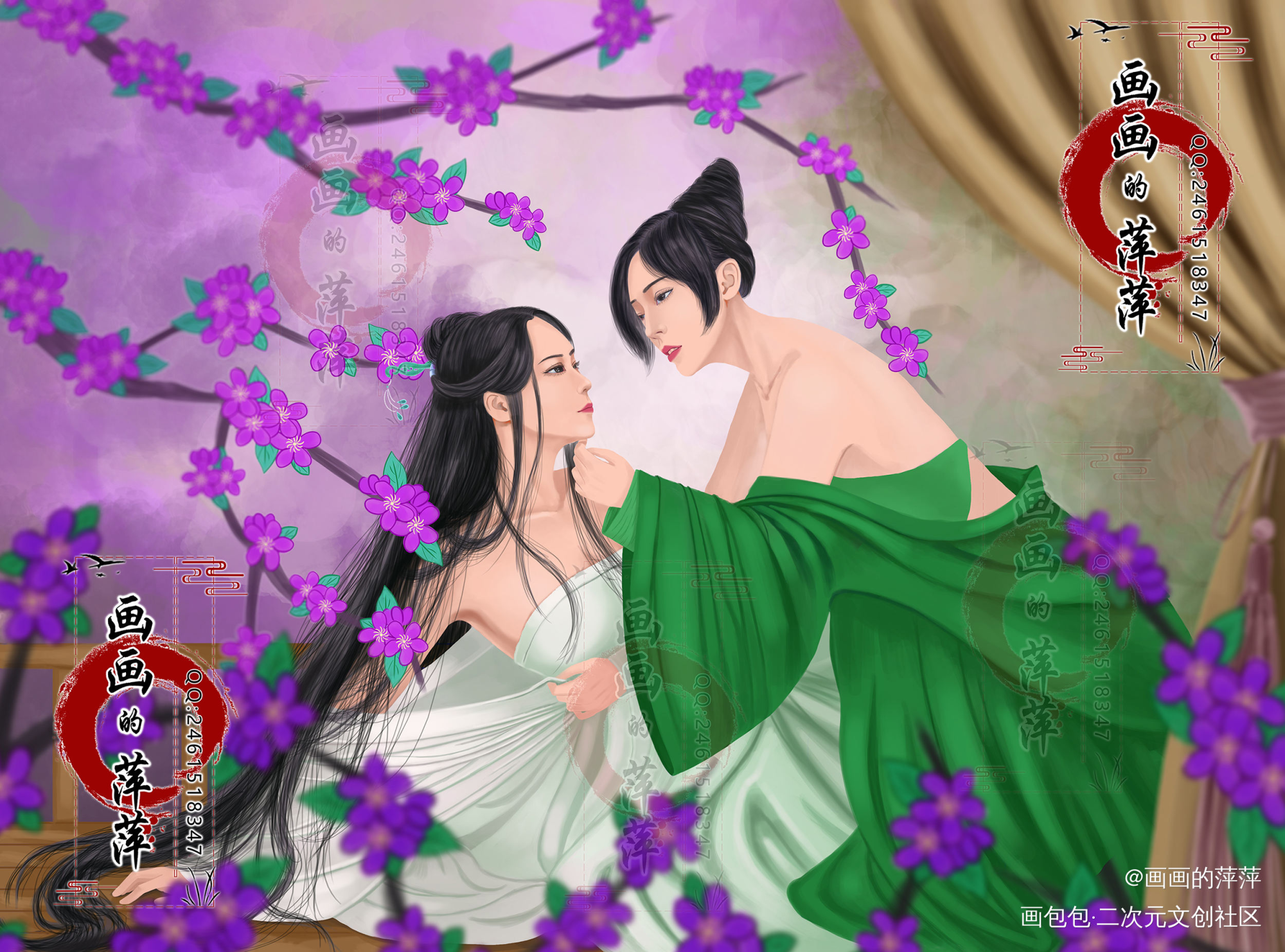 白蛇缘起 同人_白蛇缘起青蛇白蛇厚涂插画绘画作品